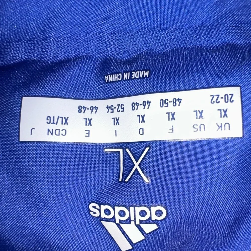 ADIDAS MENS ROYAL BLUE XL HOODED PUFFER JACKET